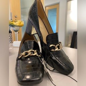 Liz Claiborne Black Crocodile platform heels